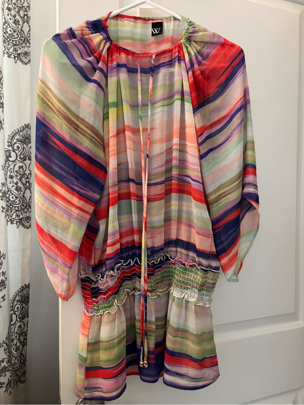 Multicolor Striped Flutter swim coverup